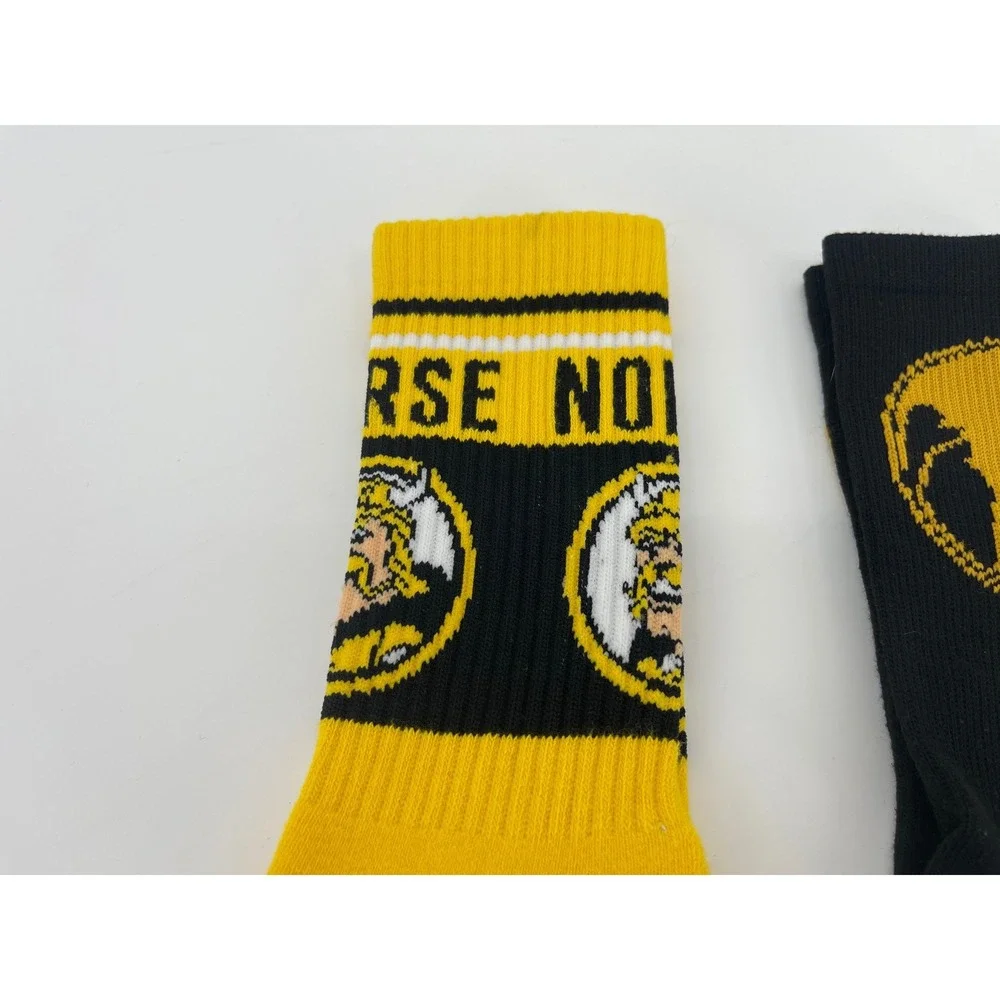 Norsemen Crew Socks One Size Black Yellow Excellent Graphic Athletic Fan Gear